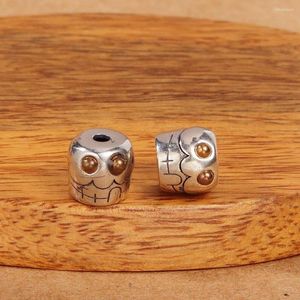 Piedras preciosas sueltas DIY 1 pieza 925 cuentas de runas de calavera de plata para la fabricación de joyas trenza de pelo Dreadlock barba espaciador de Metal cuchillo de agujero grande