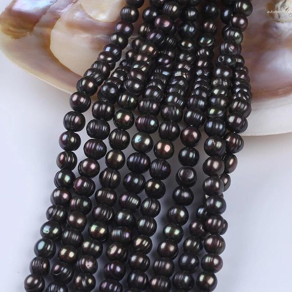 Cuentas de dijes de Color negro teñidas con piedras preciosas sueltas para hacer joyas, venta de perlas cultivadas en forma de patata