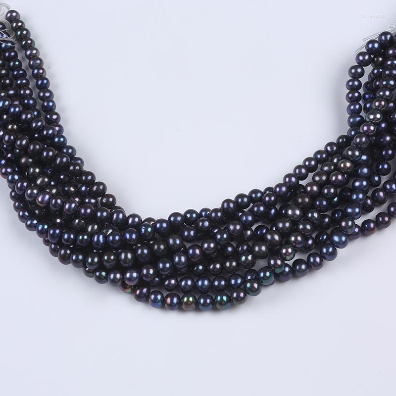 Lose Edelsteine, gefärbte Farbe Schwarz, 8–9 mm, runde Form, Süßwasserperlenstrang, Güteklasse, gute Oberfläche, hochwertige Perlen