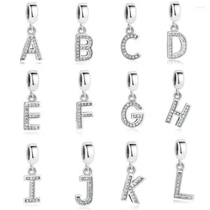 Pierres précieuses en vrac ELESHE 925 argent sterling A-Z clair CZ Alphabet lettre pendentif breloque adapté aux bracelets originaux bricolage collier initial