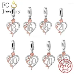 Losse edelstenen FC sieraden passen originele bedelarmband 925 zilver 18e 30e 40e verjaardag jubileum betekenisvolle nummerkraal voor het maken