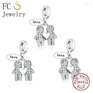 Losse edelstenen FC sieraden passen originele bedelarmband 925 sterling zilver paar broer zus Love Forever kraal voor het maken van Berloque