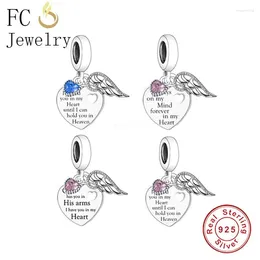 Pierres précieuses en vrac FC bijoux adaptés au bracelet à breloques Original en argent 925, ailes d'ange, dieu vous a dans son bras, perle pour femmes, cœur commémoratif