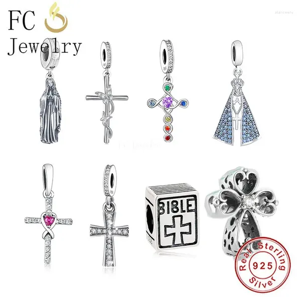 Pierres précieuses en vrac FC Bijoux Fit Original Pan Charms Bracelet 925 Argent Foi Bible Papillon Croix Perle Pour Faire Des Femmes Christian Berloque