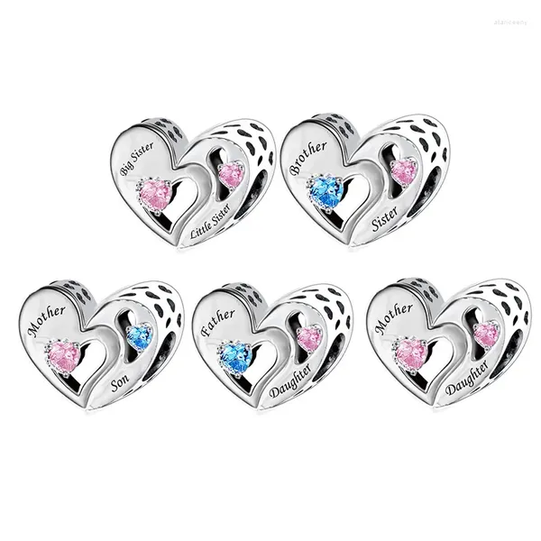 Piedras preciosas sueltas FC Joyería Fit Original Pan Charms Pulsera 925 Plata Padre Hija Madre Hijo Hermano Hermanas Cuentas para hacer mujeres