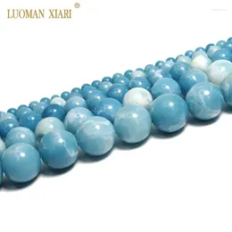 Losse Edelstenen Fijne AAA Natuurlijke Hemelsblauw China Larimar Ronde Stenen Kralen Voor Sieraden Maken DIY Armband Ketting 4/6/8/10/12mm