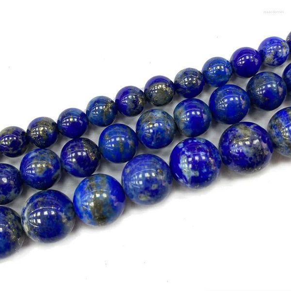 Pierres précieuses en vrac fines perles rondes naturelles en lapis-lazuli bleu pour la fabrication de bijoux, bracelet, collier, breloques pour femme 6/8/10 mm 38,1 cm