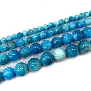 Losse Edelstenen Fijne Ronde Natuurlijke Edelsteen Kralen Blauw Wit Apatiet DIY Vrouwen Armband Ketting Voor Sieraden Maken Charms 4/6/8/10/12MM