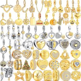 Pierres précieuses en vrac adaptées au bracelet à breloques original pour femmes, bijoux en forme de cœur doré, arbre généalogique, pendentif creux simple, perles fines en argent 925