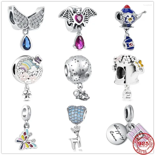 Pierres précieuses en vrac adaptées aux breloques originales du bracelet à breloques en argent Sterling 925, perle papillon arc-en-ciel fleur chauve-souris pour femmes, fabrication de bijoux Berloque