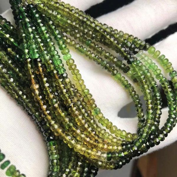 Pierres précieuses en vrac, vente en gros gratuite, Tourmaline verte dégradée, rondelles à facettes, perles pour la fabrication de bijoux, Design DIY
