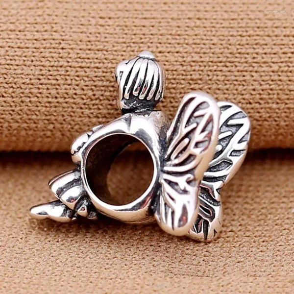 Piedras preciosas sueltas, dije de Plata de Ley 925 auténtica, Hada bonita Vintage Pixie con cuentas de corazón de amor, pulsera, brazalete, collar DIY