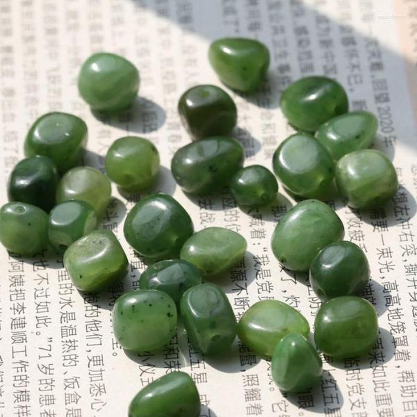 Pierres précieuses en vrac véritable pierre de graine de jade Hetian brut avec des perles de néphrite verte de peau pour la fabrication de bijoux bracelet à bricoler soi-même collier de perles