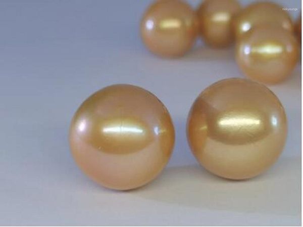 Généraire en vrac Géant 12-13 mm Chine naturelle Real Tea Gold Gold Round Bulk Pearl Half Hole