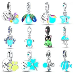 Abalorio brillante de piedras preciosas sueltas, abalorio de plata 925 que brilla en la oscuridad, luciérnaga, abeja, estrella, cuentas aptas para Pulseras originales, joyería fina DIY