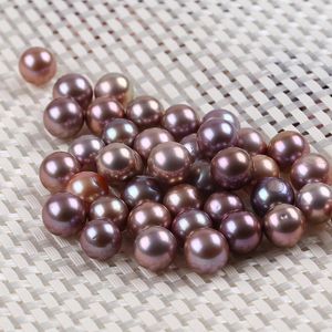 Pierres précieuses en vrac bon lustre 10-11mm, perles rondes Edison violettes naturelles d'eau douce pour la fabrication de bijoux