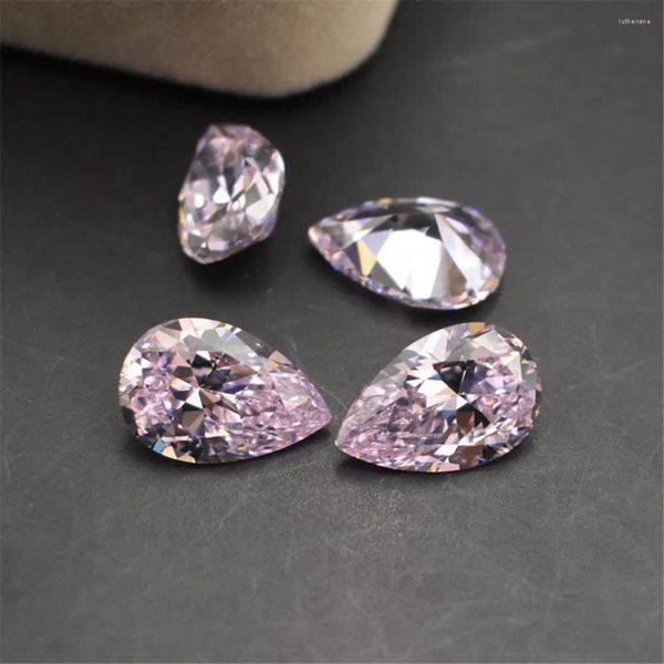 Piedras preciosas sueltas Grado Circonita cúbica rosa claro Piedra preciosa en forma de pera Corte en forma de lágrima CZ062