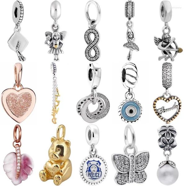 Pierres précieuses en vrac Graduation Cap Conte de fées Police Blue Eye Circle Heart Pendentif Perle 925 Sterling Silver Charm Fit Bracelet DIY Bijoux