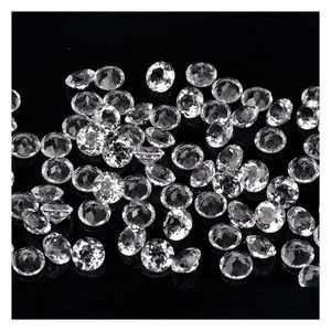 Pierres précieuses en vrac de haute qualité 50 pièces/lot 100% authentique cristal de quartz blanc naturel 7-10 mm rond brillant facette coupée semi-pré Dhgarden Dhz7E