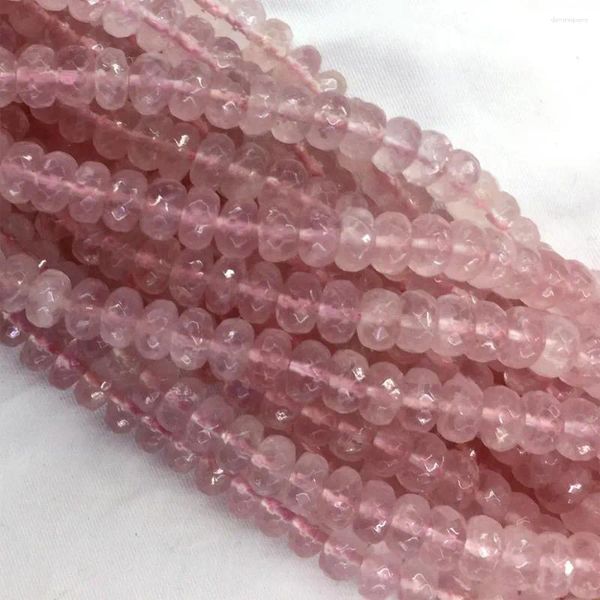 Pierres précieuses en vrac de haute qualité Mozambique Rose clair Quartz cristal à facettes Rondelle collier Bracelet bijoux perles 06038