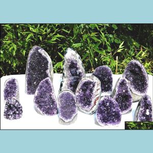 Piedras preciosas sueltas joyería amatista Natural geoda cuarzo racimo cristal espécimen curación gota entrega 2021 O9Bci