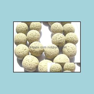 Pierres précieuses en vrac bijoux en gros boule ronde crème blanc ivoire lave volcanique perle de pierre précieuse 10-11Mm - 2 brins 76 pièces - Shi Drop Delivery 2021