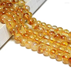 Pierres précieuses en vrac LUOMAN XIARI Top naturel Citrine Quartz jaune perles de pierres précieuses rondes pour la fabrication de bijoux bracelet à bricoler soi-même collier matériel 15''