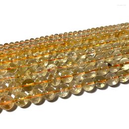 Pierres précieuses en vrac LUOMANXIARI Citrine perles rondes en pierre AA couleur naturelle impuretés non traitées pour la fabrication de bijoux bracelet à bricoler soi-même 6/8/10MM 15''