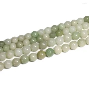 Losse Edelstenen LUOMANXIARI Groene Birmese Jade Ronde Stenen Kralen Een Natuurlijke Kleur Onbehandeld Voor Sieraden Maken DIY Armband 8/10MM 15''