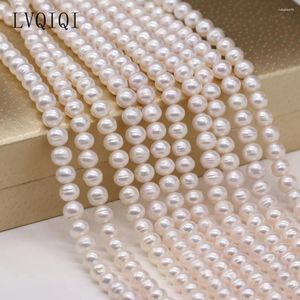 Pierres précieuses en vrac LVQIQI perle d'eau douce naturelle perlée perles de poinçon rondes de haute qualité pour fabriquer des bijoux accessoires de collier de bracelet à bricoler soi-même