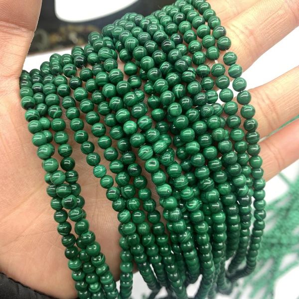 Pierres précieuses en vrac Malachite, perles en pierre naturelle pour la fabrication de bijoux, Bracelets verts, pierres de paon, 4mm, vente en gros