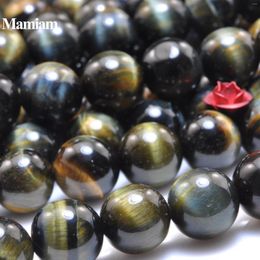 Pierres précieuses en vrac Mamiam perles naturelles en œil de faucon, pierre lisse de 10mm, Bracelet à bricoler soi-même, collier, fabrication de bijoux, accessoires de pierres précieuses, conception de cadeaux