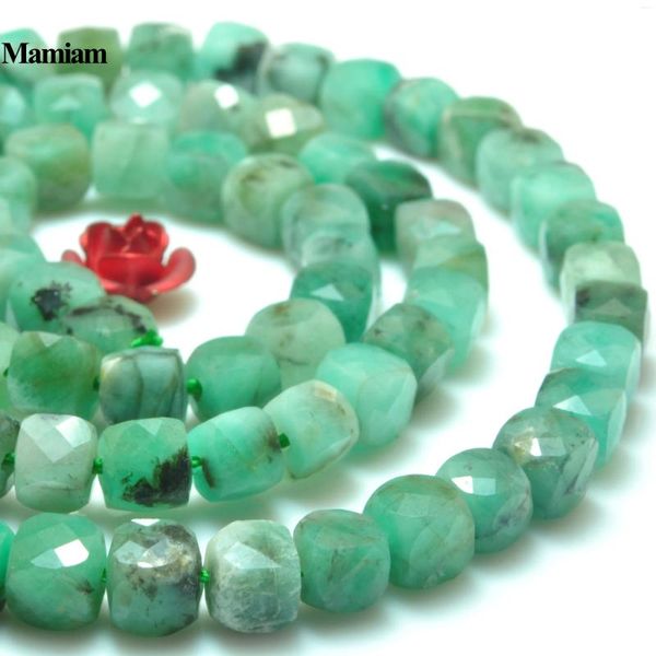 Mamiam – pierres précieuses en vrac, perles carrées à facettes en émeraude naturelle, pierre lisse de 4 à 0.2mm, Bracelet à bricoler soi-même, collier, fabrication de bijoux, conception de cadeaux