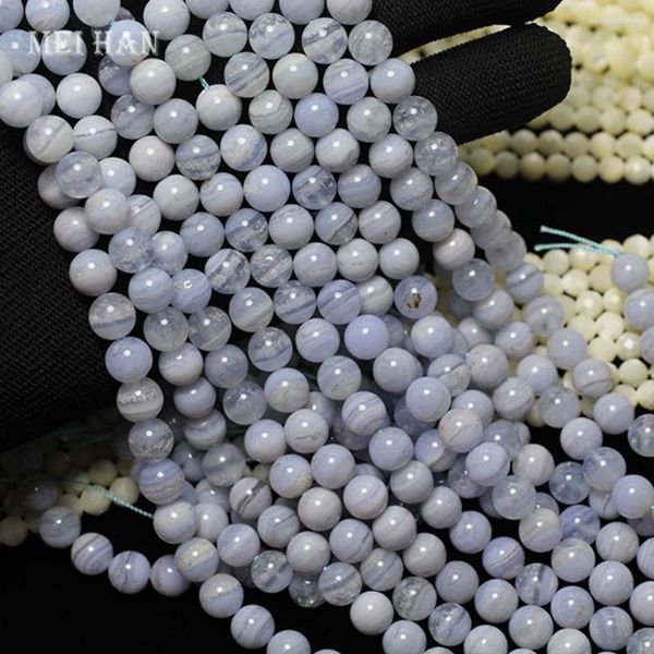 Gemystones en vrac Meihan (1strand / set) Brésil Blue Lace Agate 6 mm 8 mm perles rondes lisses pour la fabrication de bijoux Bracelet de bricolage