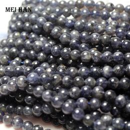 Meihan – pierres précieuses en vrac, 1 brin/ensemble, perles rondes lisses en Iolite naturelle de 6 à 0.2mm, pour la conception de bijoux et la fabrication de bricolage