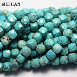 Meihan – pierres précieuses en vrac (2 brins/ensemble), charmantes perles carrées à facettes turquoise pour la fabrication de bijoux, Design de bracelet à faire soi-même