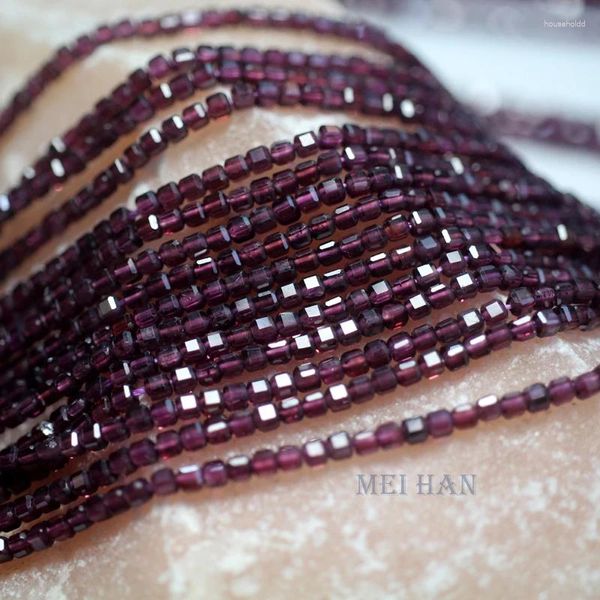 Meihan – pierres précieuses en vrac (2 brins/ensemble), grenat violet naturel (2.5mm), perles cubiques à facettes pour la fabrication de bijoux, bricolage, Design cadeau