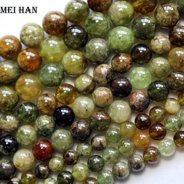 Piedras preciosas sueltas Meihan (64 cuentas/hebra) Natural 6mm granate verde cuentas redondas lisas para joyería DIY diseño