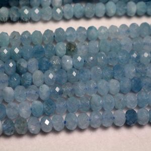 Losse Edelstenen Meihan Natuurlijke 4 5.5-6mm Aquamarijn Facet Rondelle Edelsteen Kralen Voor Sieraden Maken Diy Ontwerp