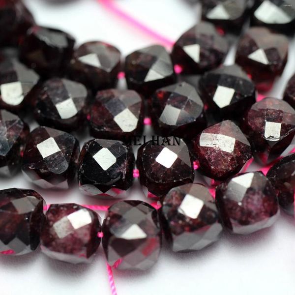 Meihan – pierres précieuses en vrac, grenat rouge naturel du Mozambique, perles cubiques à facettes de 8mm pour la conception de bijoux à bricoler soi-même