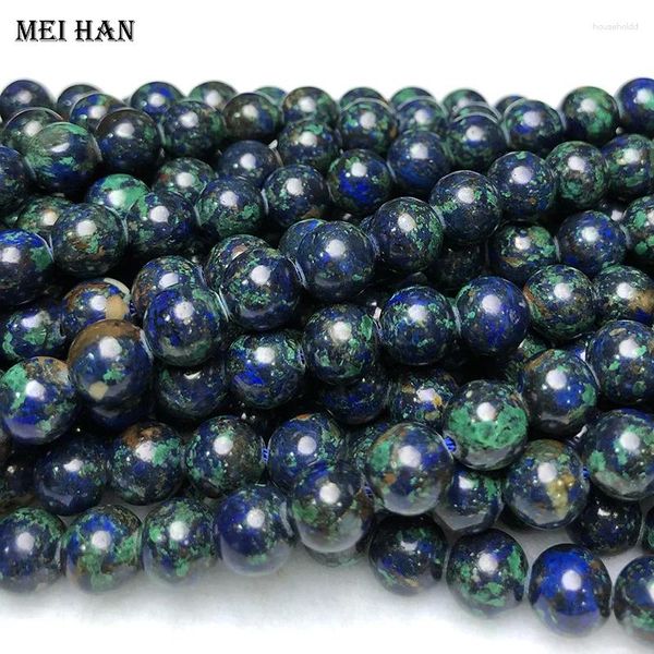 Piedras preciosas sueltas Meihan al por mayor (1 hebra/juego) 6 mm 8 mm Azurita natural Phoenix Cuentas redondas lisas para la fabricación de joyas Pulsera de diseño DIY