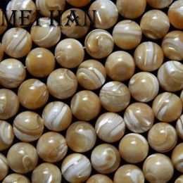 Losse edelstenen Meihan groothandel natuurlijke 8 mm 10 mm gele schelp kralen ronde steen voor sieraden maken ontwerp cadeau