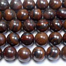 Meihan – pierres précieuses en vrac, vente en gros, œil de tigre en fer naturel, perles en pierre lisse de 10mm pour la fabrication de bijoux, Design DIY