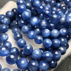 Losse edelstenen Meihan groothandel natuurlijke top Starlight kyaniet gladde ronde stenen kralen armband voor sieraden DIY maken