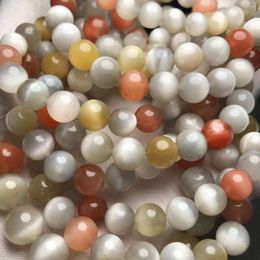 Meihan – pierres précieuses en vrac, vente en gros, perles rondes lisses en œil de chat colorées naturelles pour la fabrication de bijoux, Design de Bracelet, bricolage