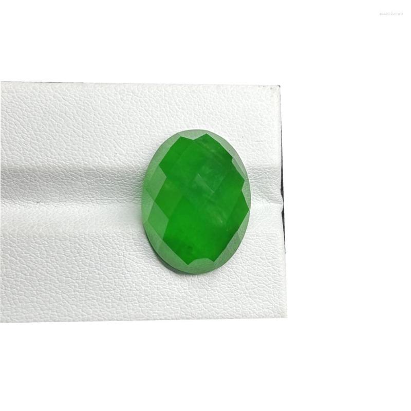 Piedras preciosas sueltas Meisidian Oval Flatback Checker Cut 15x20mm 18 Quilates Myanmar Jade Cabochon Natural Birmania Jadeite Stone