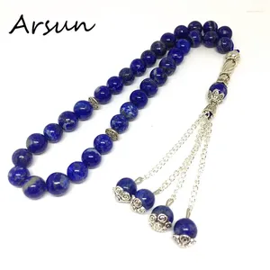 Pierres précieuses en vrac naturelles 33 Afghanistan Lapis Lazuli pierre semi-précieuse Kehribar Tesbih perles de prière islamique musulman Tasbih Allah