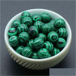 Pierres précieuses en vrac Naturel 8/10/16/18 / 20 mm Malachite Nonporousball Boule de cristal de pierre précieuse ronde DIY Perles de pierre non poreuses Drop Livraison J Dhviw