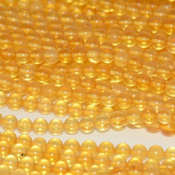 Pierres précieuses en vrac, perles rondes en ambre naturel de miel de la Baltique, 4.9mm-5mm, longueur 45cm