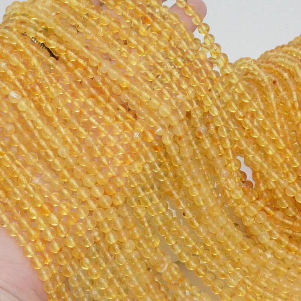 Pierres précieuses en vrac, perles rondes en ambre naturel de miel de la Baltique, 4.8mm